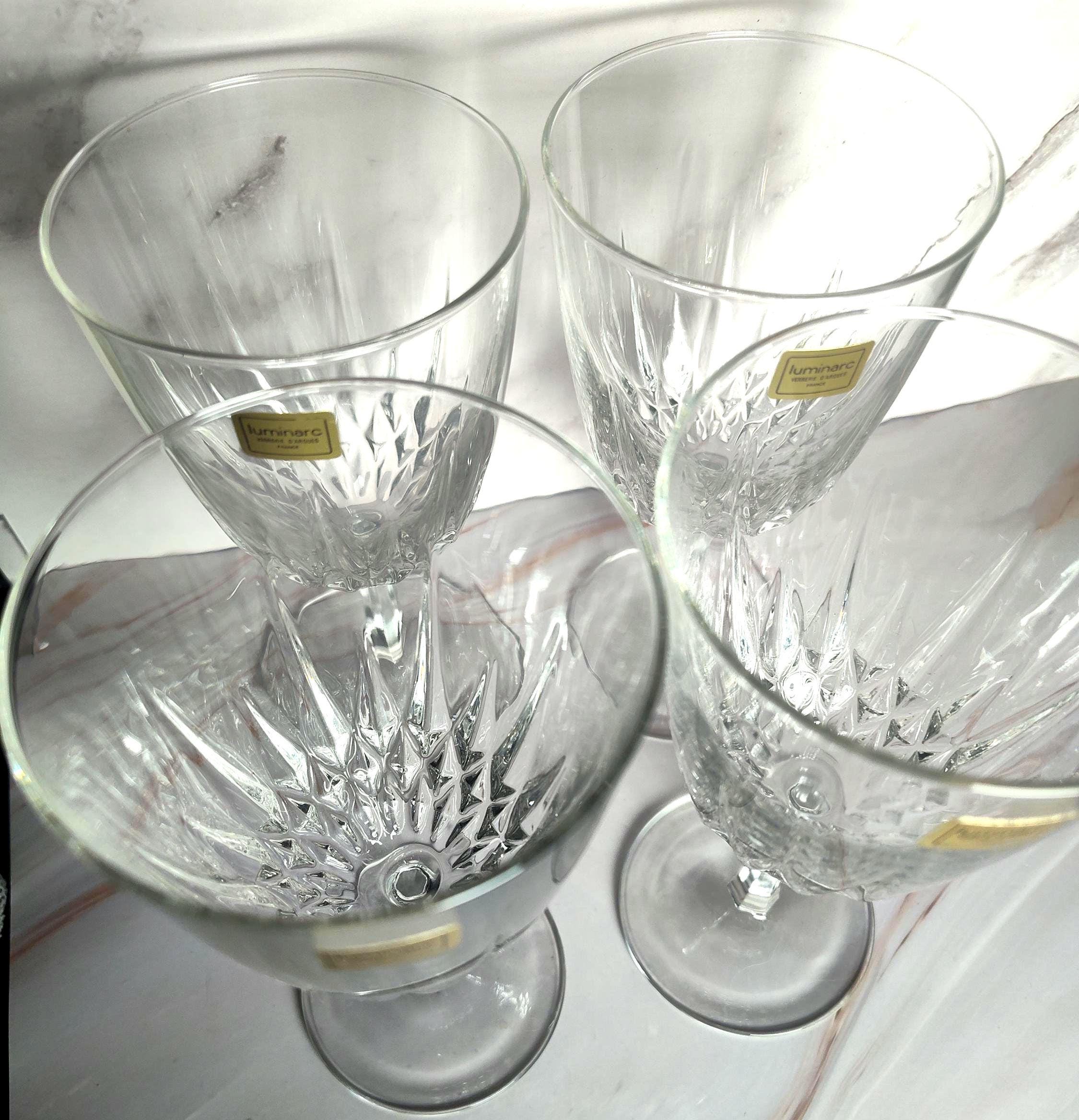 Set of 4 Luminarc Diamant Wine Glasses, French Cut Glassware with Original Stickers - Image 2