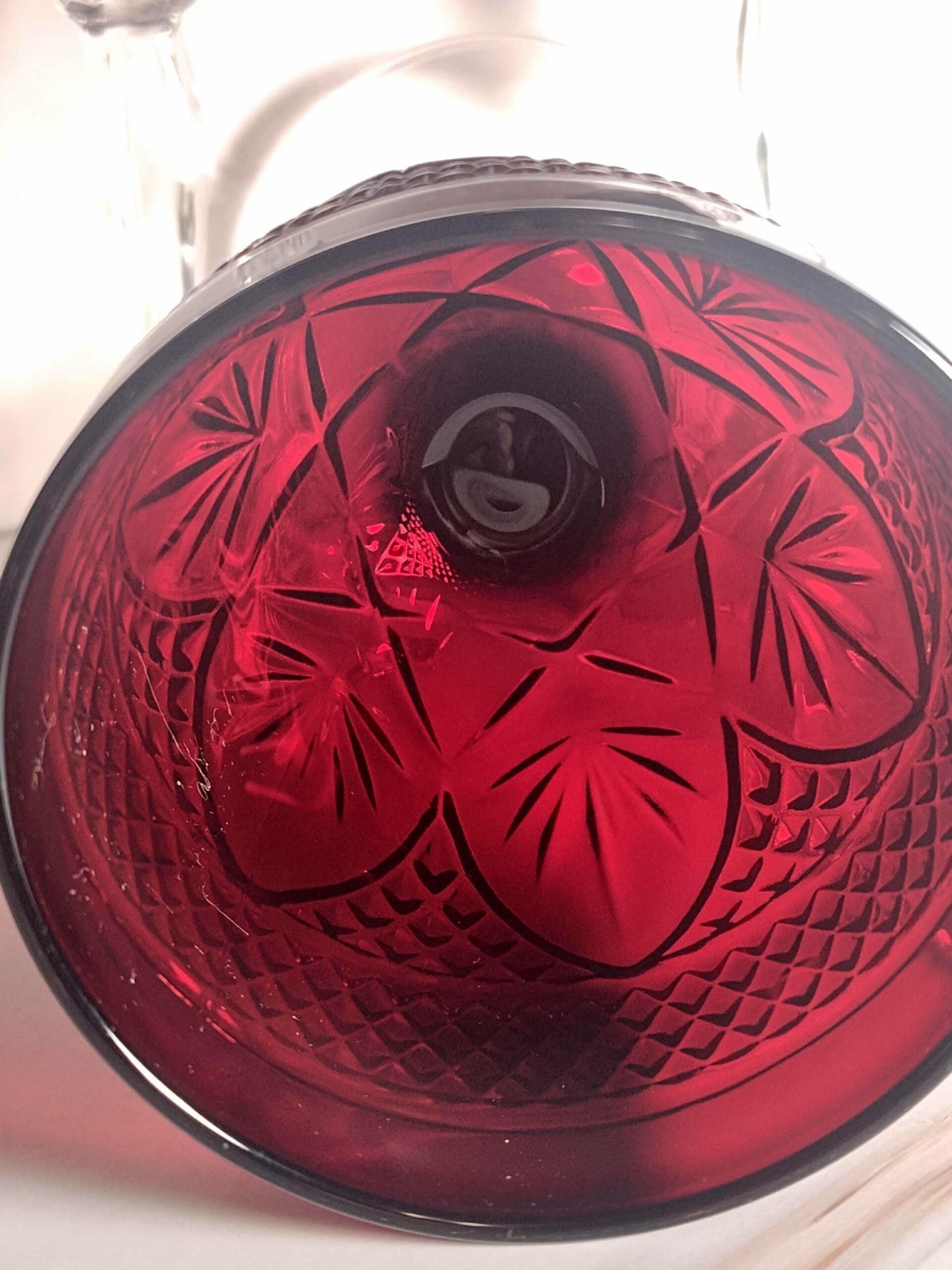 Cristal d'Arques Ruby Wine Goblets Set of 4, Antique Red French Crystal - Image 3