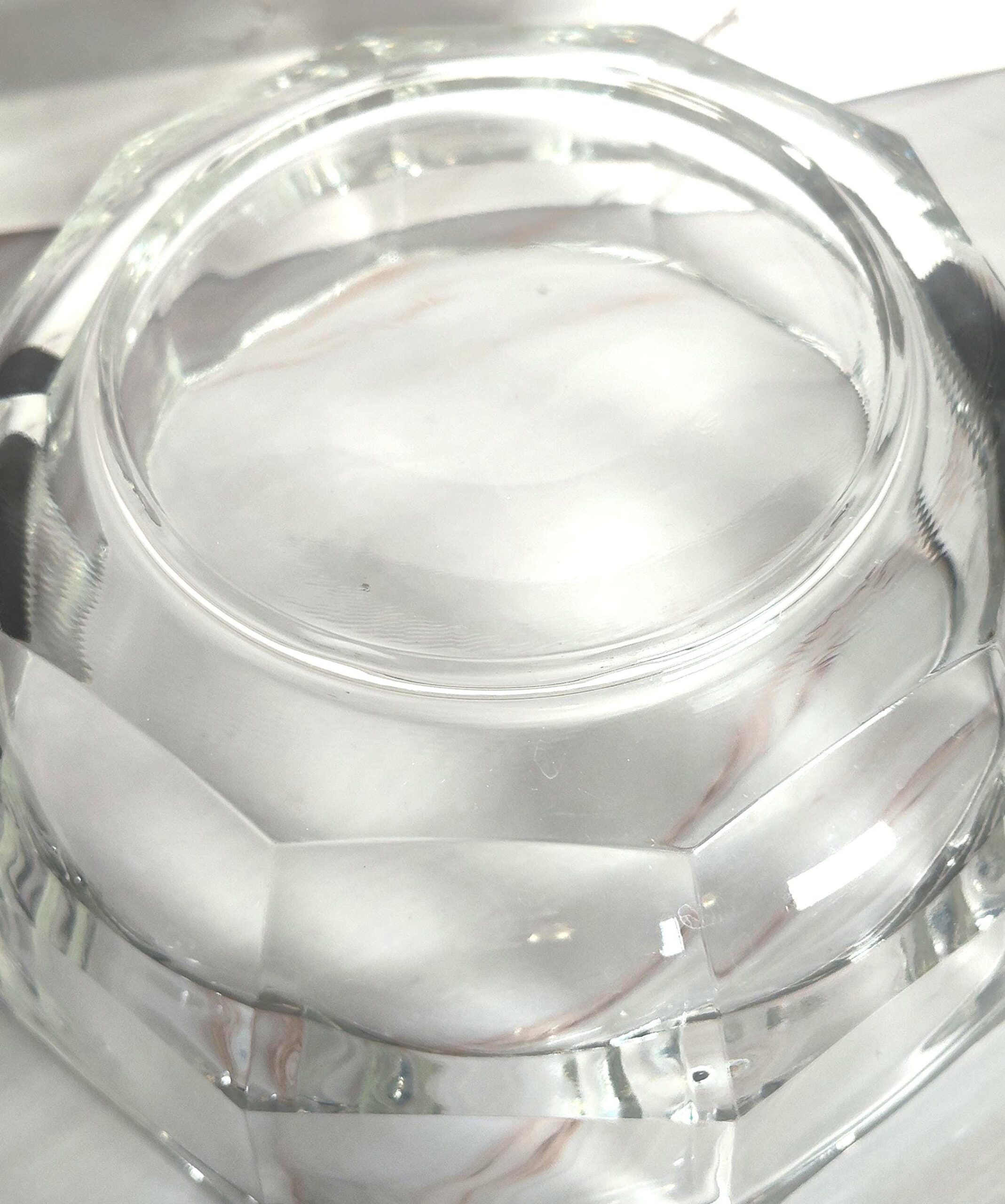 Mid Century Modern Crystal Serving Bowl Faceted Paneled Heavy Clear Glass MCM 8.75 Inch - Image 5