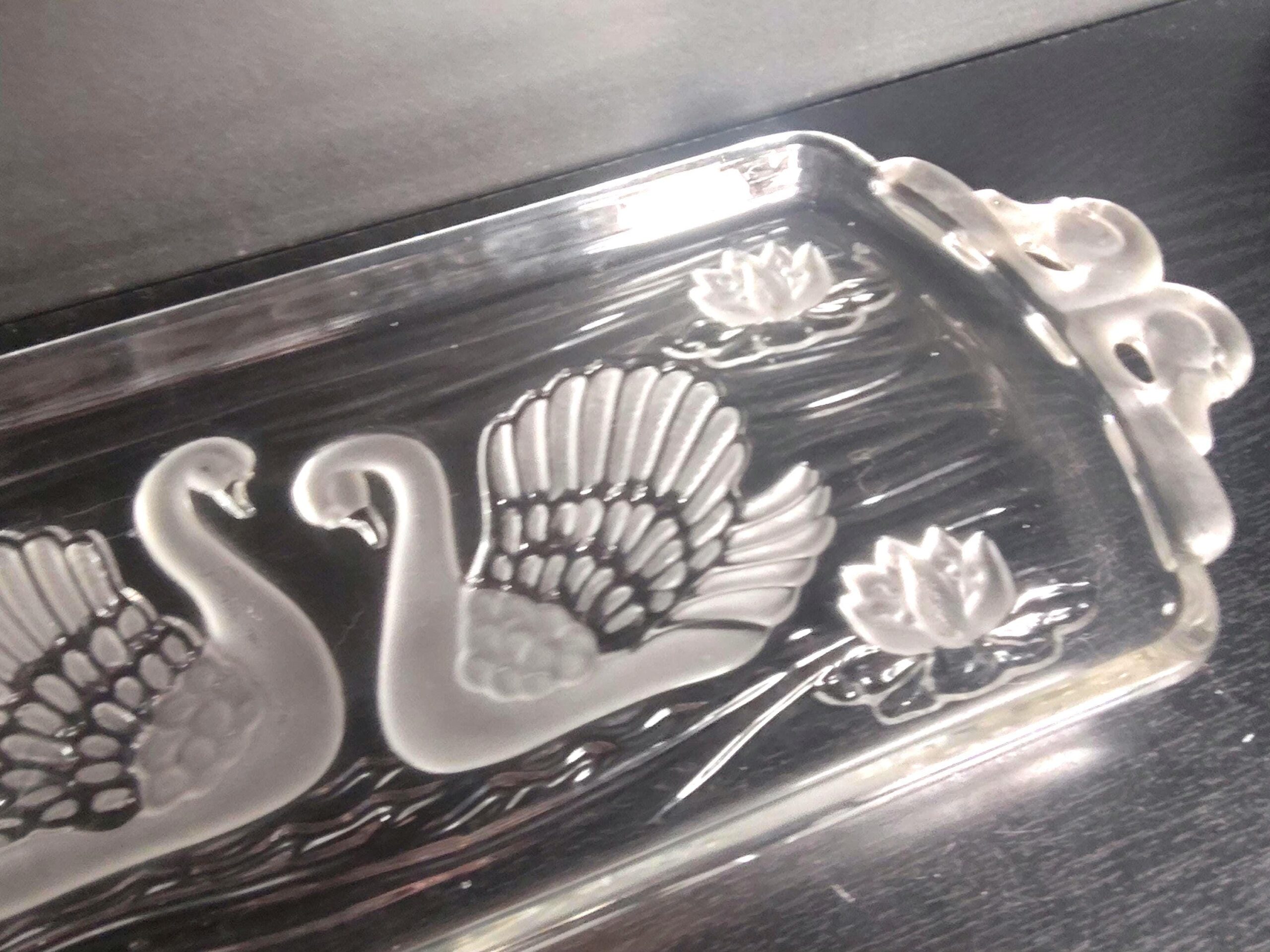 Mikasa Walther Crystal Swan Tray Frosted Glass Serving Platter West Germany Lily Pad - Image 4