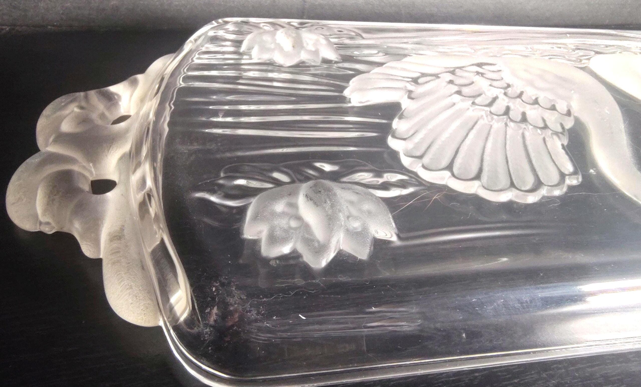 Mikasa Walther Crystal Swan Tray Frosted Glass Serving Platter West Germany Lily Pad - Image 6