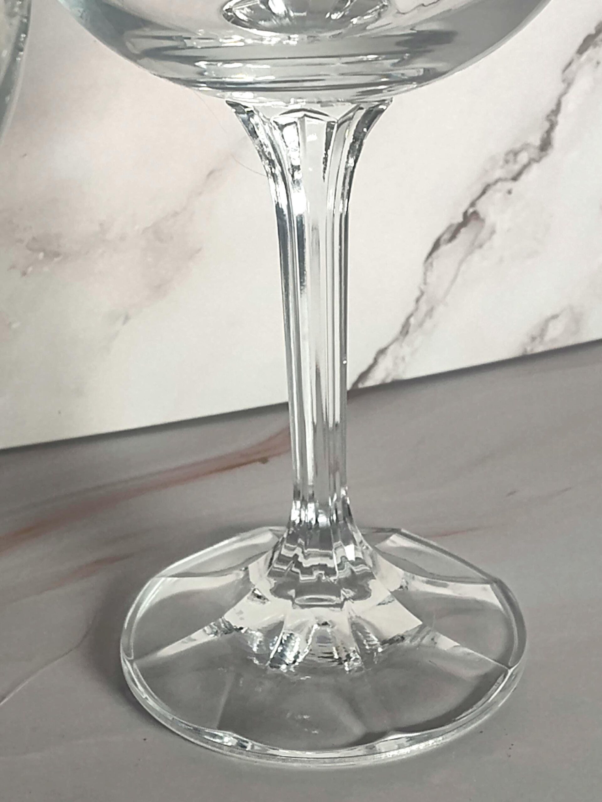 Bohemia Geneve Crystal Wine Goblets, Gold Trim, Faceted Stem Pair - Image 3