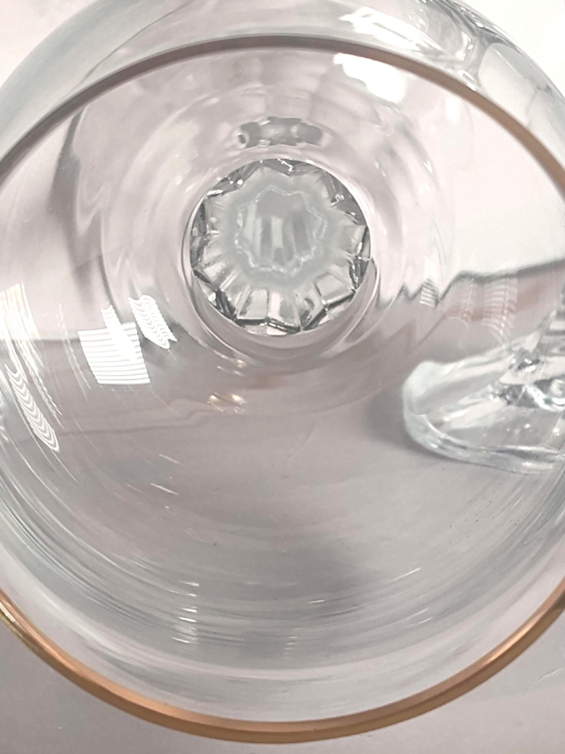 Bohemia Geneve Crystal Wine Goblets, Gold Trim, Faceted Stem Pair - Image 5