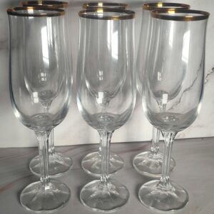 Cristal D'Arques Salzburg Gold Champagne Flutes Set of 6 French Lead Crystal Gold Rim