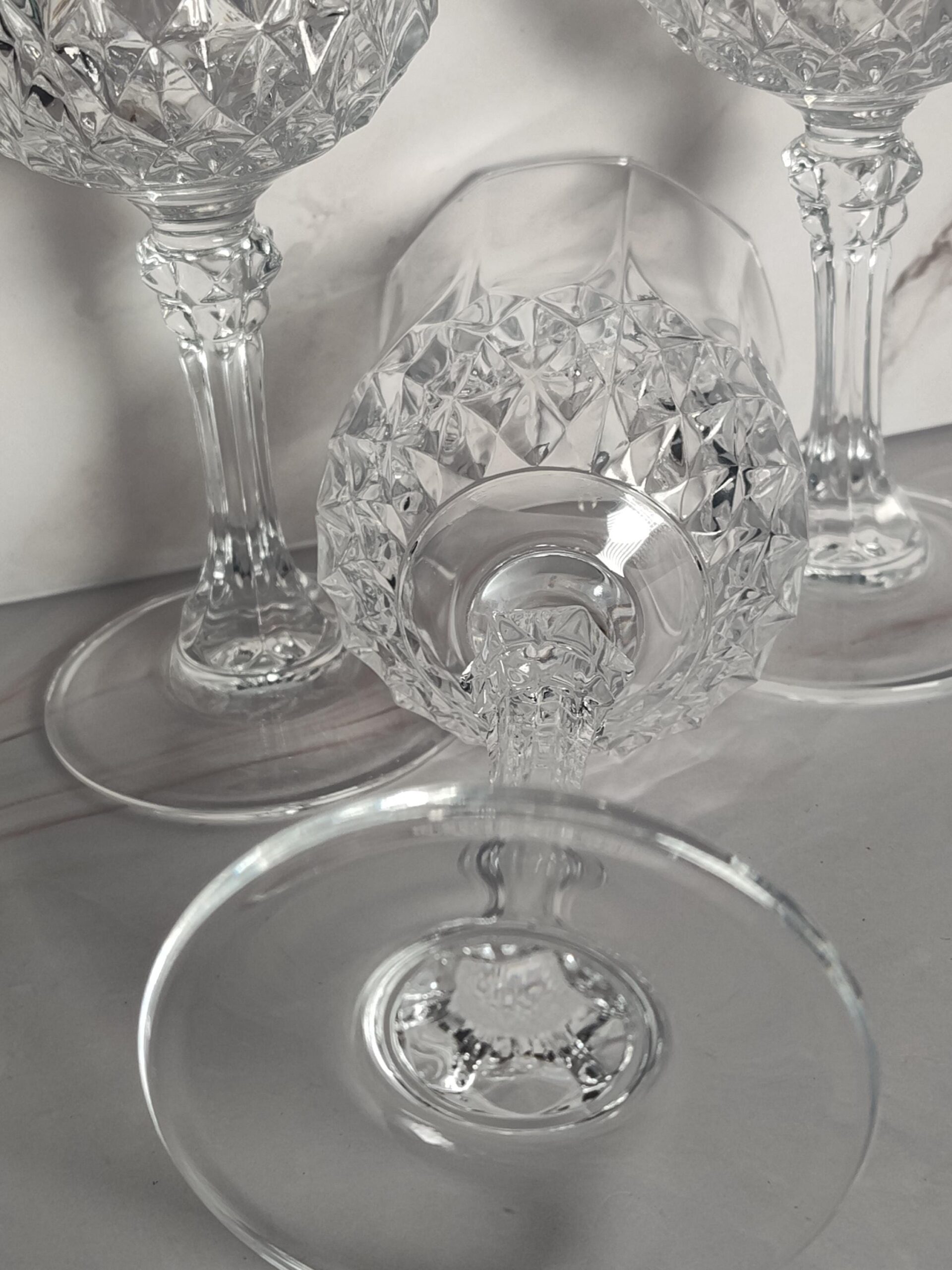 Cristal D'Arques Longchamp Wine Goblets Set of 3 Vintage French Lead Crystal 6 3/8 Inch - Image 5