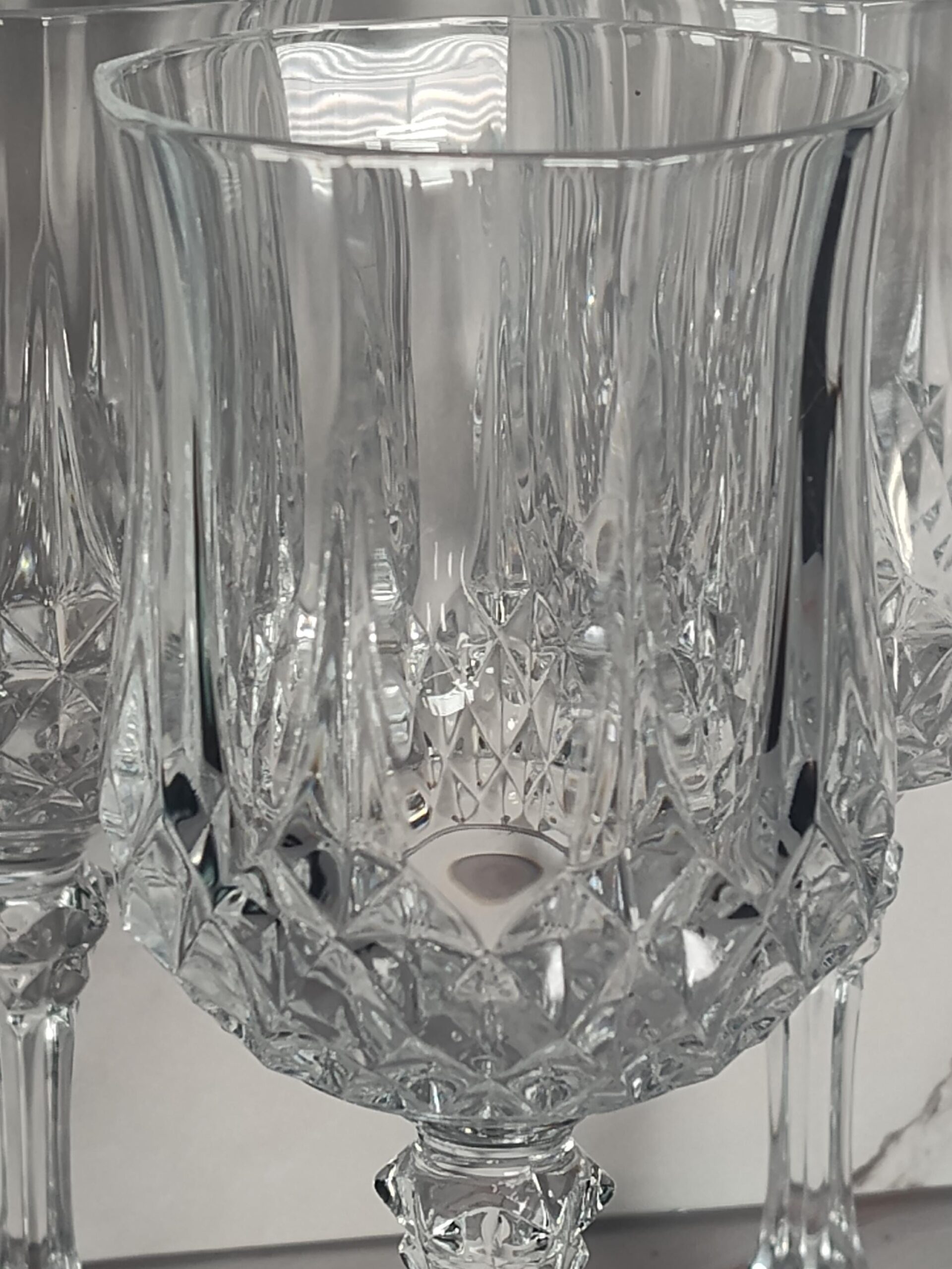 Cristal D'Arques Longchamp Wine Goblets Set of 3 Vintage French Lead Crystal 6 3/8 Inch - Image 3