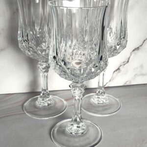 Cristal D'Arques Longchamp Wine Goblets Set of 3 Vintage French Lead Crystal 6 3/8 Inch