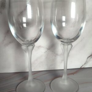 Cristal D'Arques Florence Wine Glasses Set of 2 Frosted Petal Stem French Crystal Vintage