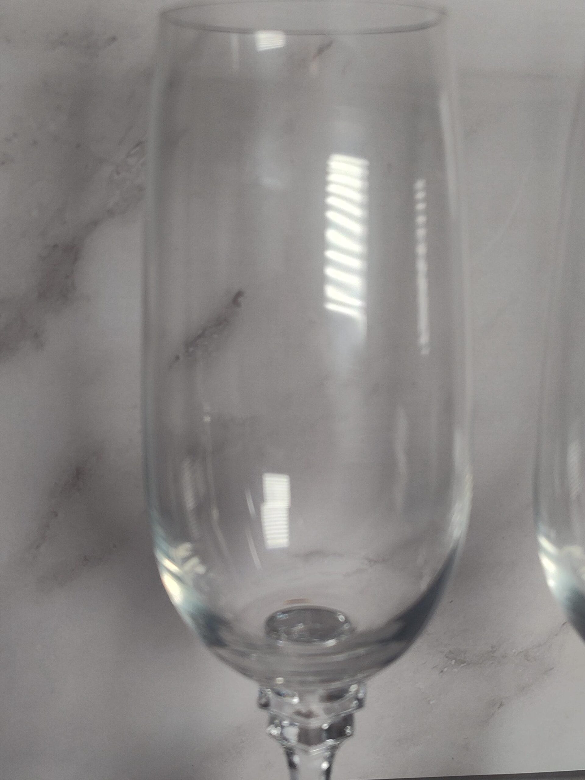 American Stemware Sanibel Clear Optic Champagne Flutes Set of 2 Faceted Stem Vintage 8 1/4 Inch - Image 2