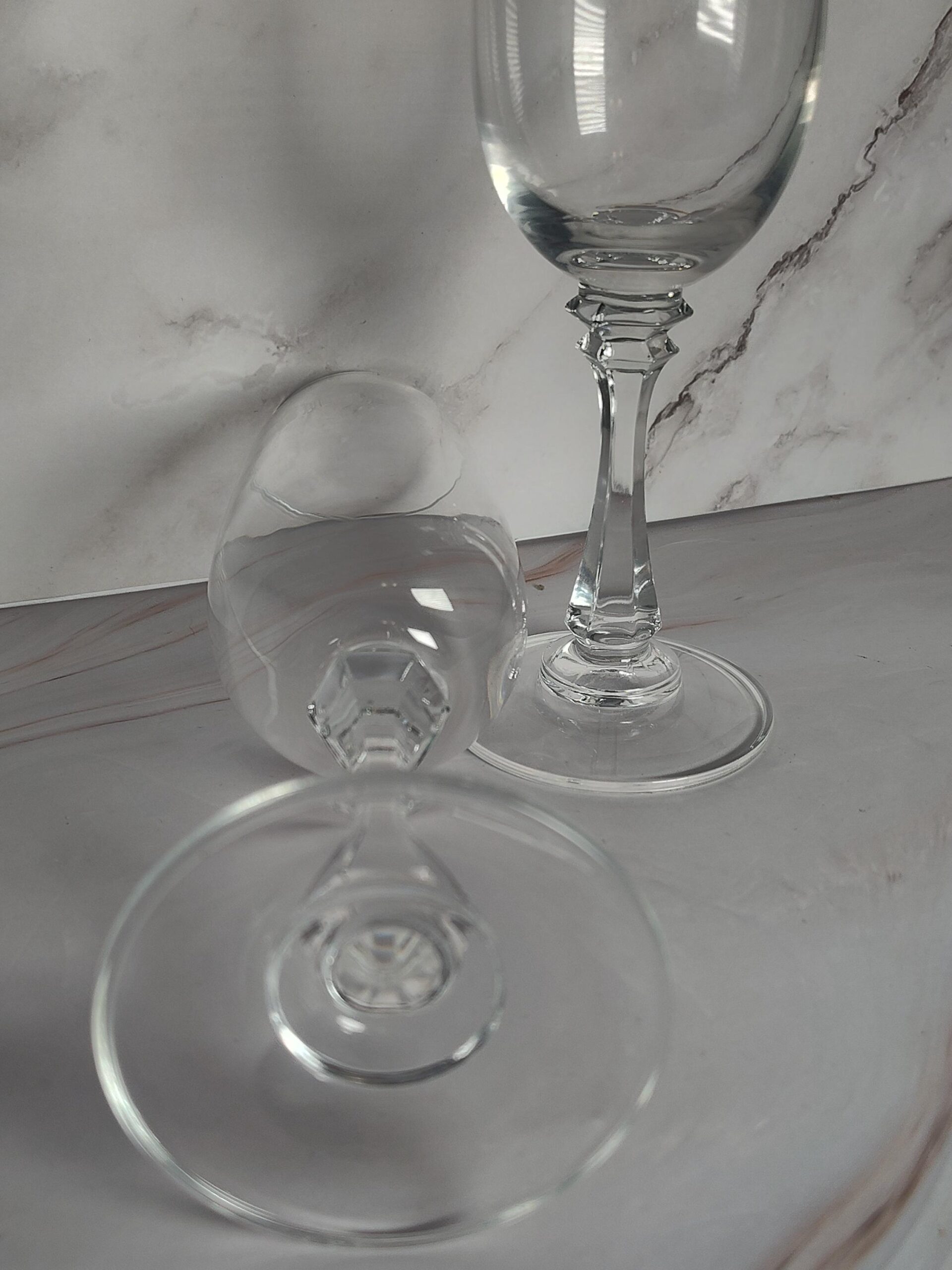 American Stemware Sanibel Clear Optic Champagne Flutes Set of 2 Faceted Stem Vintage 8 1/4 Inch - Image 4