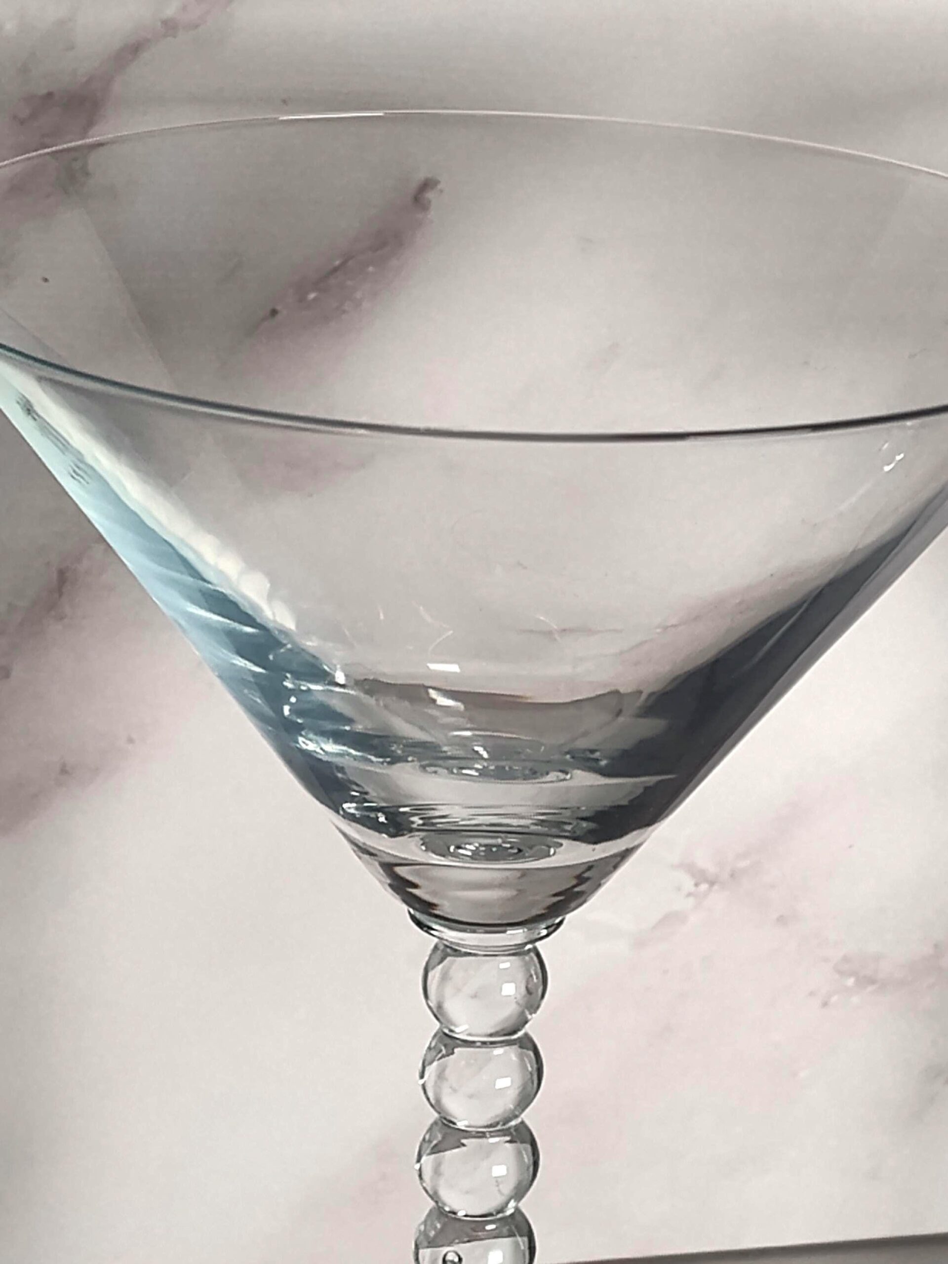 Martini Glasses Set of 2 Beaded Crystal Ball Stem Clear Cocktail Barware Vintage 6 3/4 Inch - Image 3