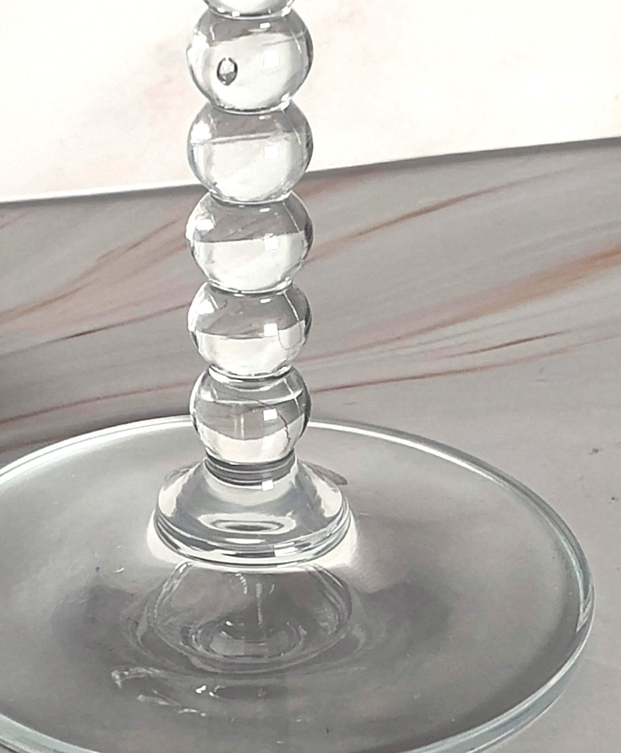 Martini Glasses Set of 2 Beaded Crystal Ball Stem Clear Cocktail Barware Vintage 6 3/4 Inch - Image 5