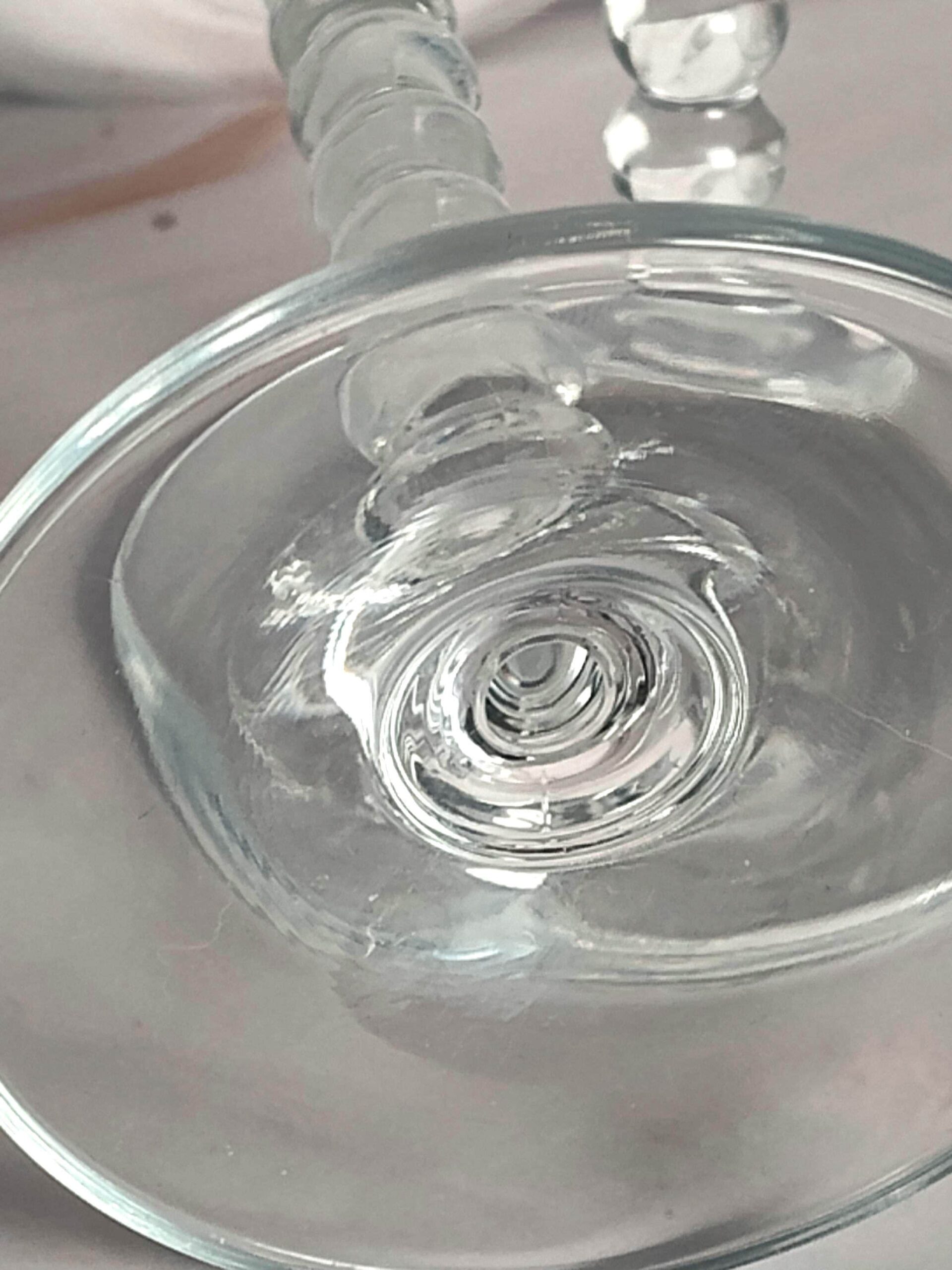 Martini Glasses Set of 2 Beaded Crystal Ball Stem Clear Cocktail Barware Vintage 6 3/4 Inch - Image 6