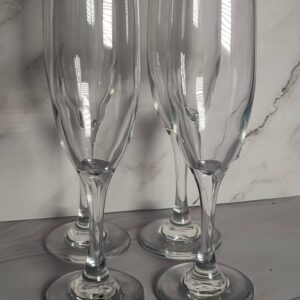 Vintage Optic Swirl Champagne Flutes Set of 4 Clear Glass Tulip Toasting Glasses