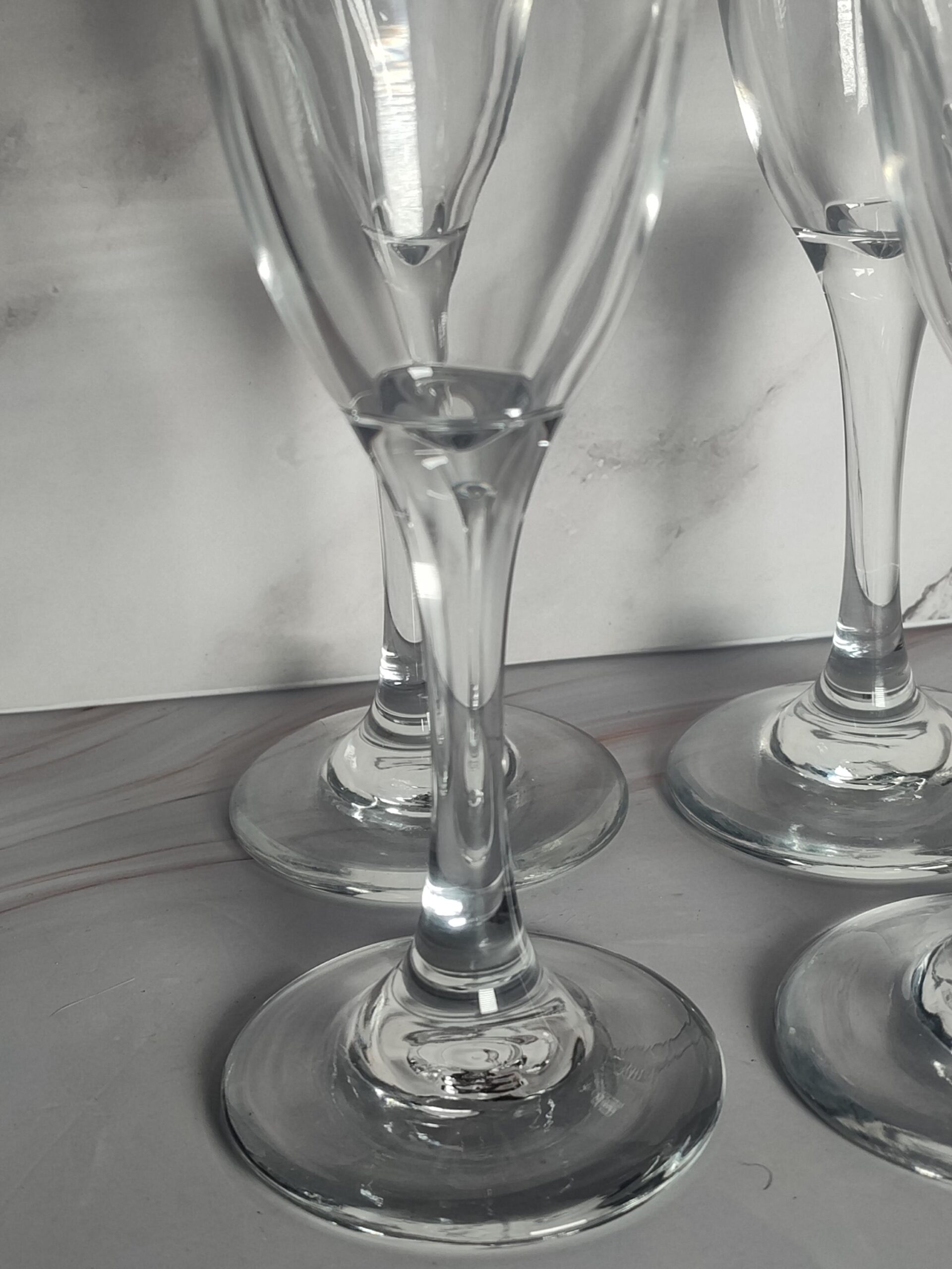 Vintage Optic Swirl Champagne Flutes Set of 4 Clear Glass Tulip Toasting Glasses - Image 2
