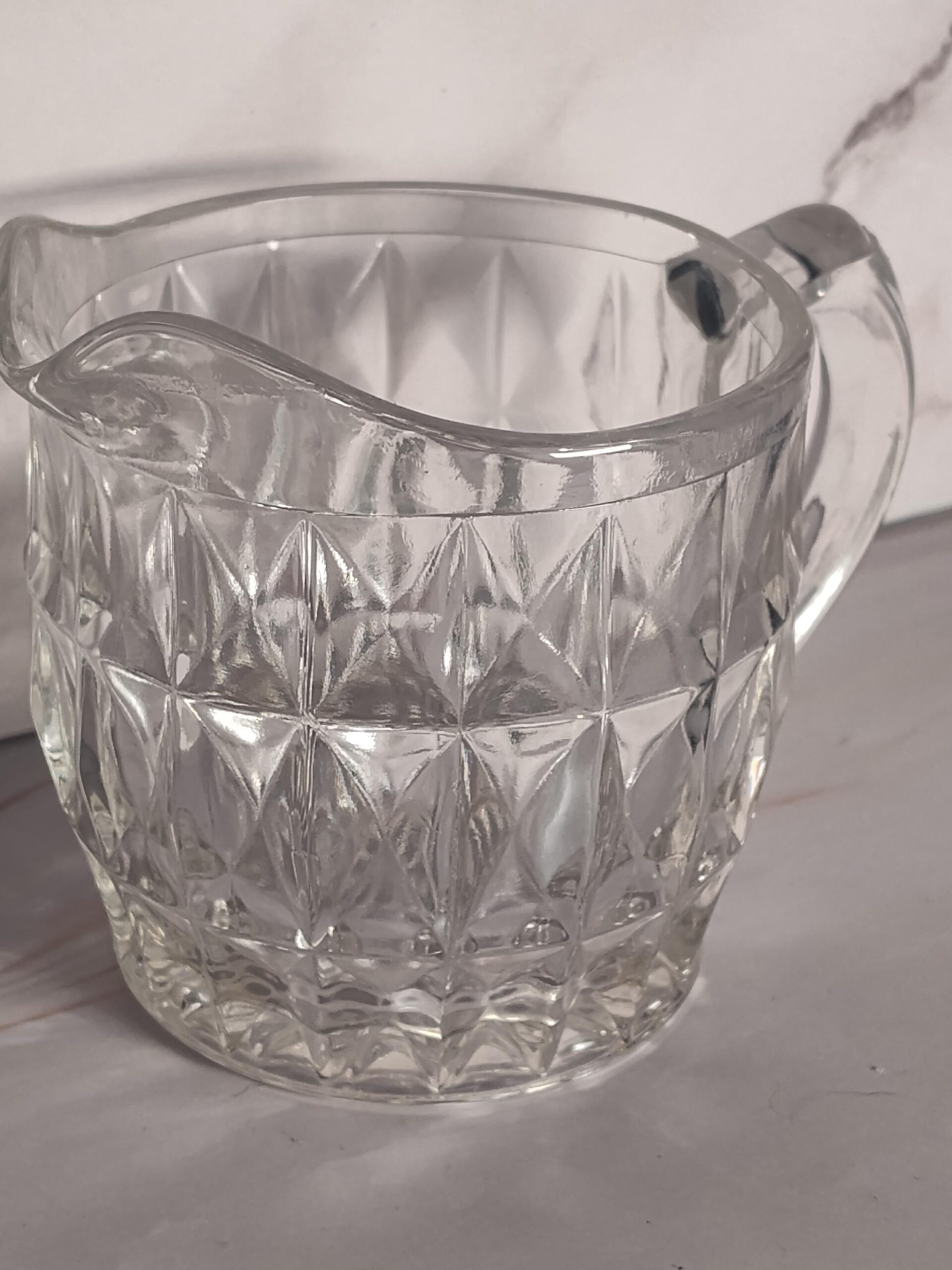 Federal Glass Windsor Diamond Creamer Clear Pressed Glass Vintage Depression Era - Image 3