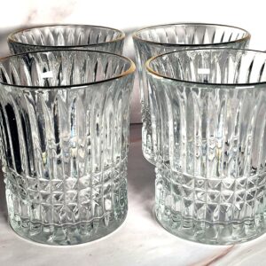Cristal D'Arques Longchamp Gold Rim Old Fashioned Glasses Set of 4 French Crystal