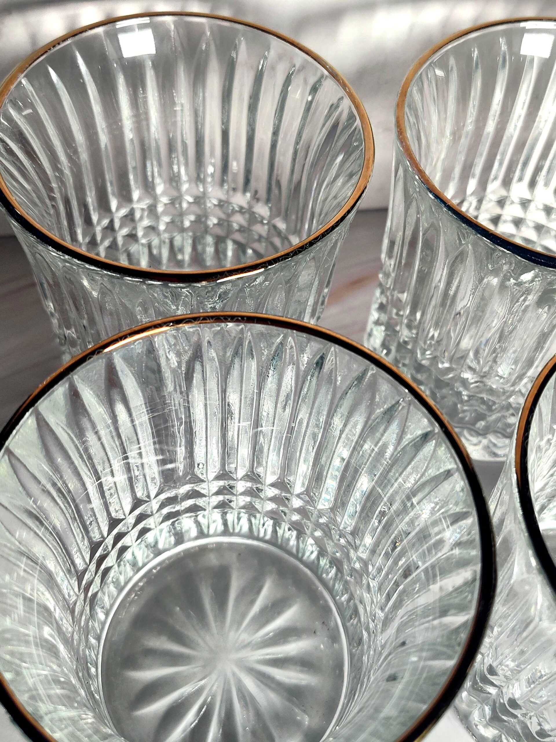 Cristal D'Arques Longchamp Gold Rim Old Fashioned Glasses Set of 4 French Crystal - Image 3