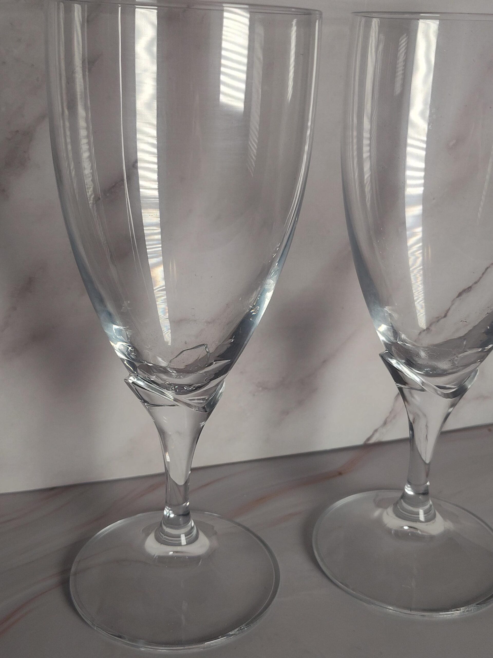Schott Zwiesel Ballet Iced Tea Glasses Pair Crystal Optic Panel Twisted Knop Stem - Image 2