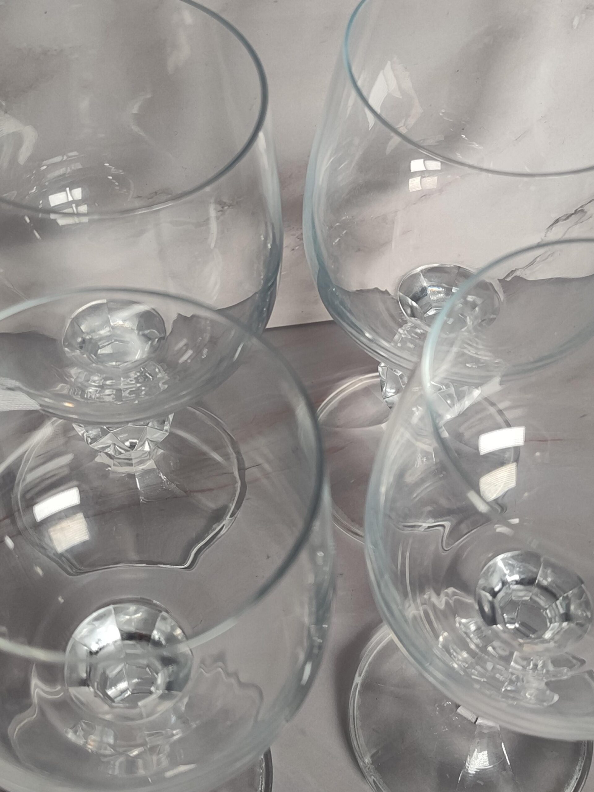 Bohemia Crystal Claudia Wine Glasses Set of 4 Czech Faceted Ball Stem Vintage - Image 3