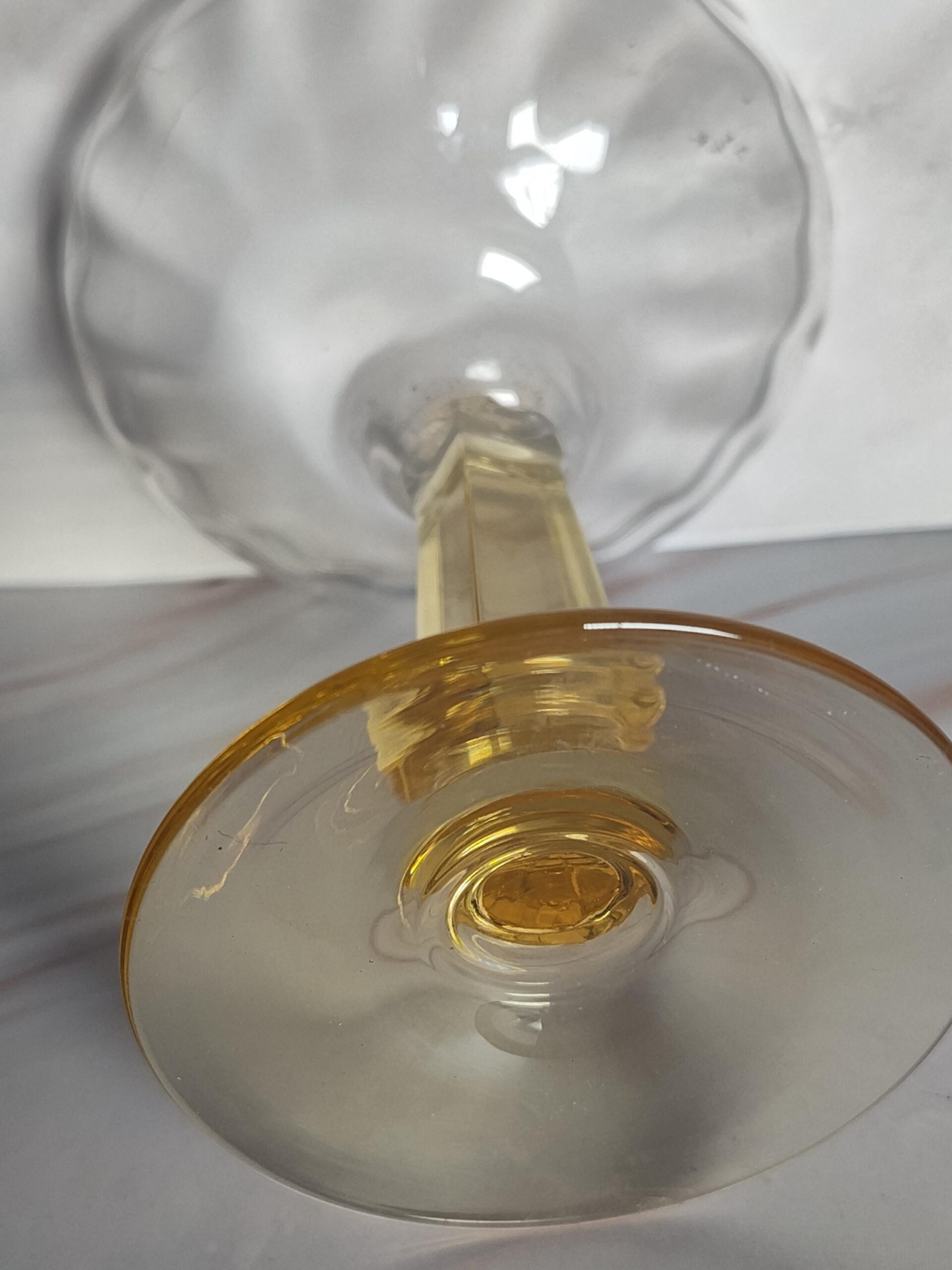 Fostoria Amber Stem Panel Optic Champagne Coupe Vintage Crystal Sherbet Glass - Image 3