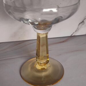 Fostoria Amber Stem Panel Optic Champagne Coupe Vintage Crystal Sherbet Glass