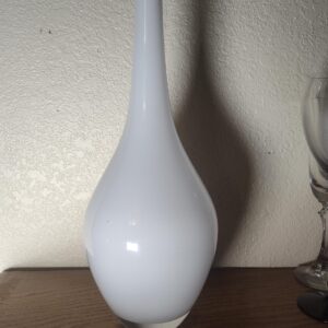IKEA Salong White Cased Glass Bud Vase Teardrop Long Neck Scandinavian Modern 12.5 Inch