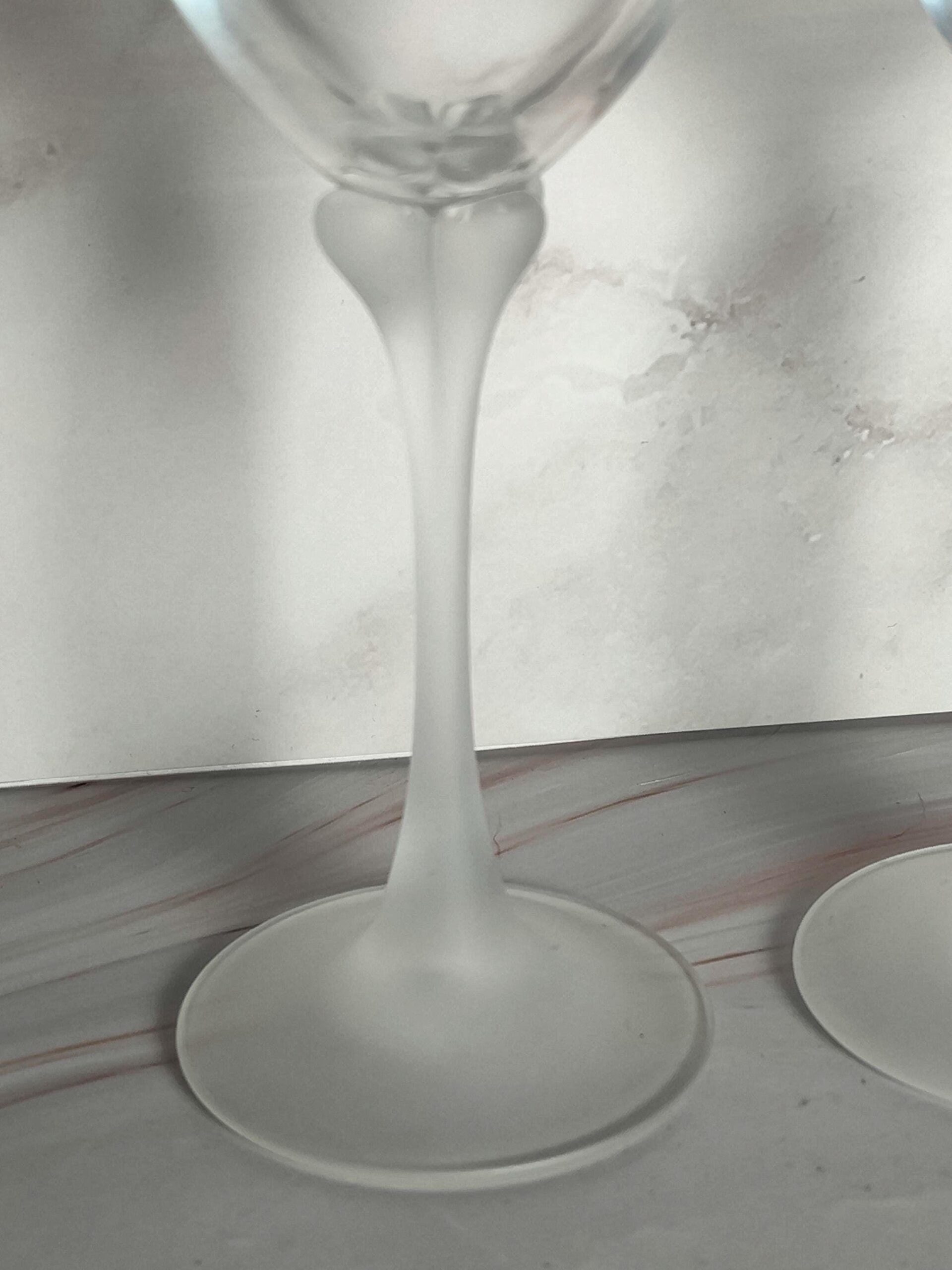 Cristal D'Arques Florence Wine Glasses Set of 2 Frosted Petal Stem French Crystal Vintage - Image 3