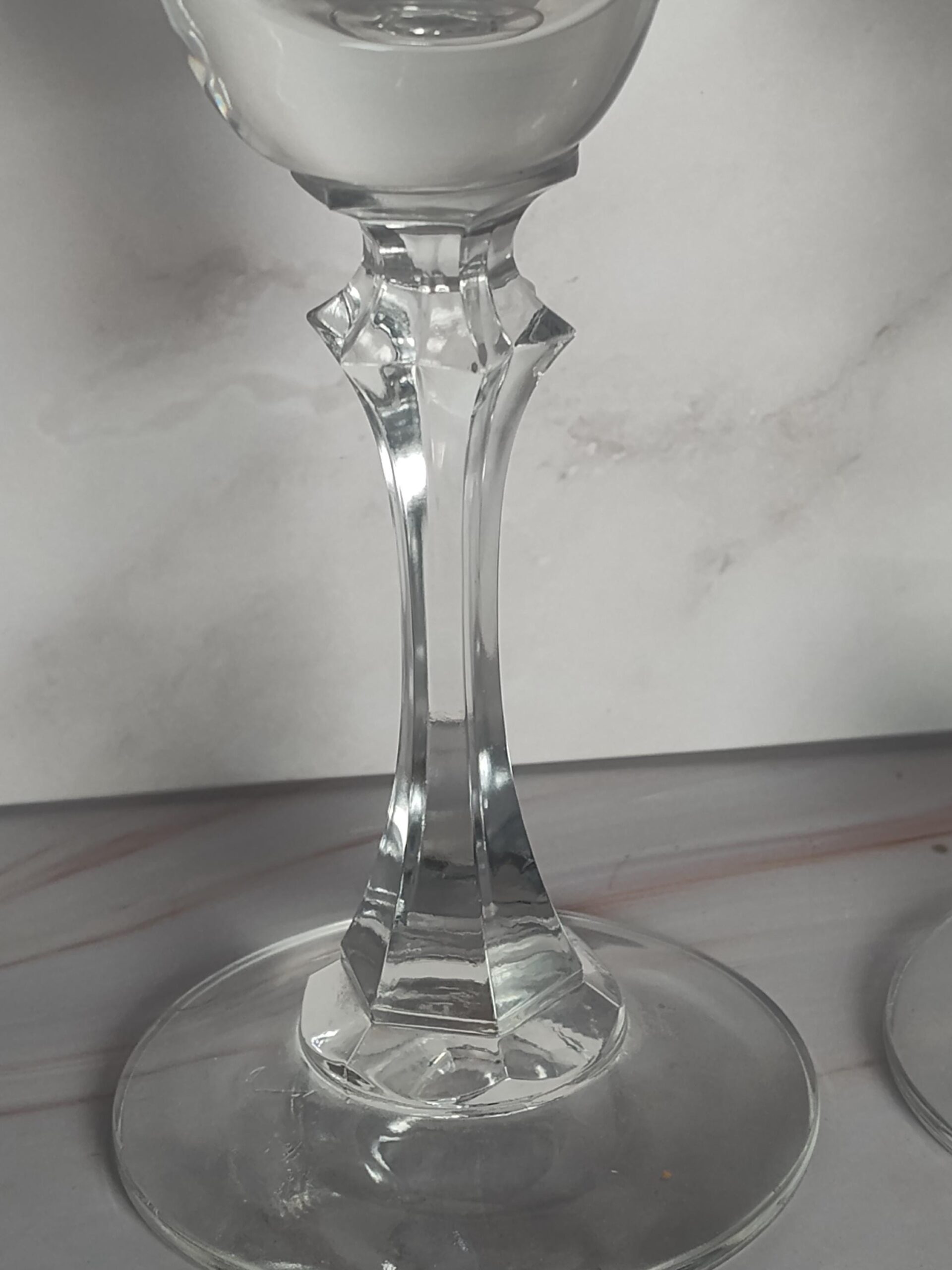 Royal Bavarian Crystal Champagne Flutes Set of 2 Faceted Hex Stem Vintage 8 3/8" Inch - Image 3