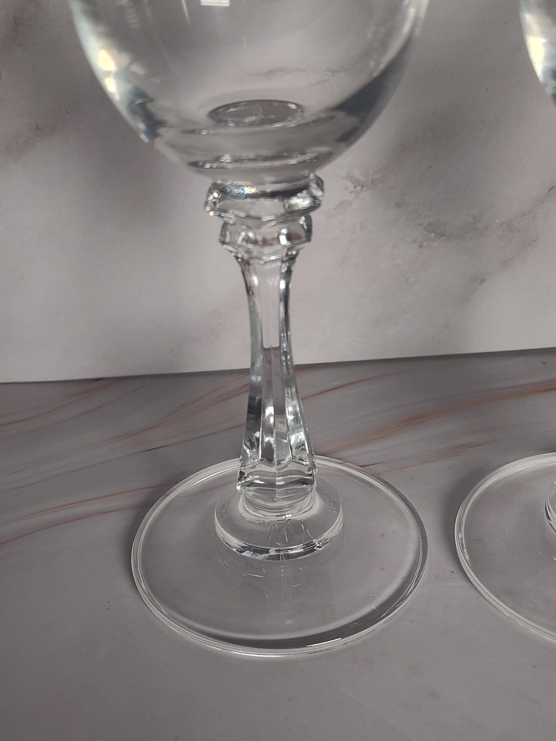 American Stemware Sanibel Clear Optic Champagne Flutes Set of 2 Faceted Stem Vintage 8 1/4 Inch - Image 3