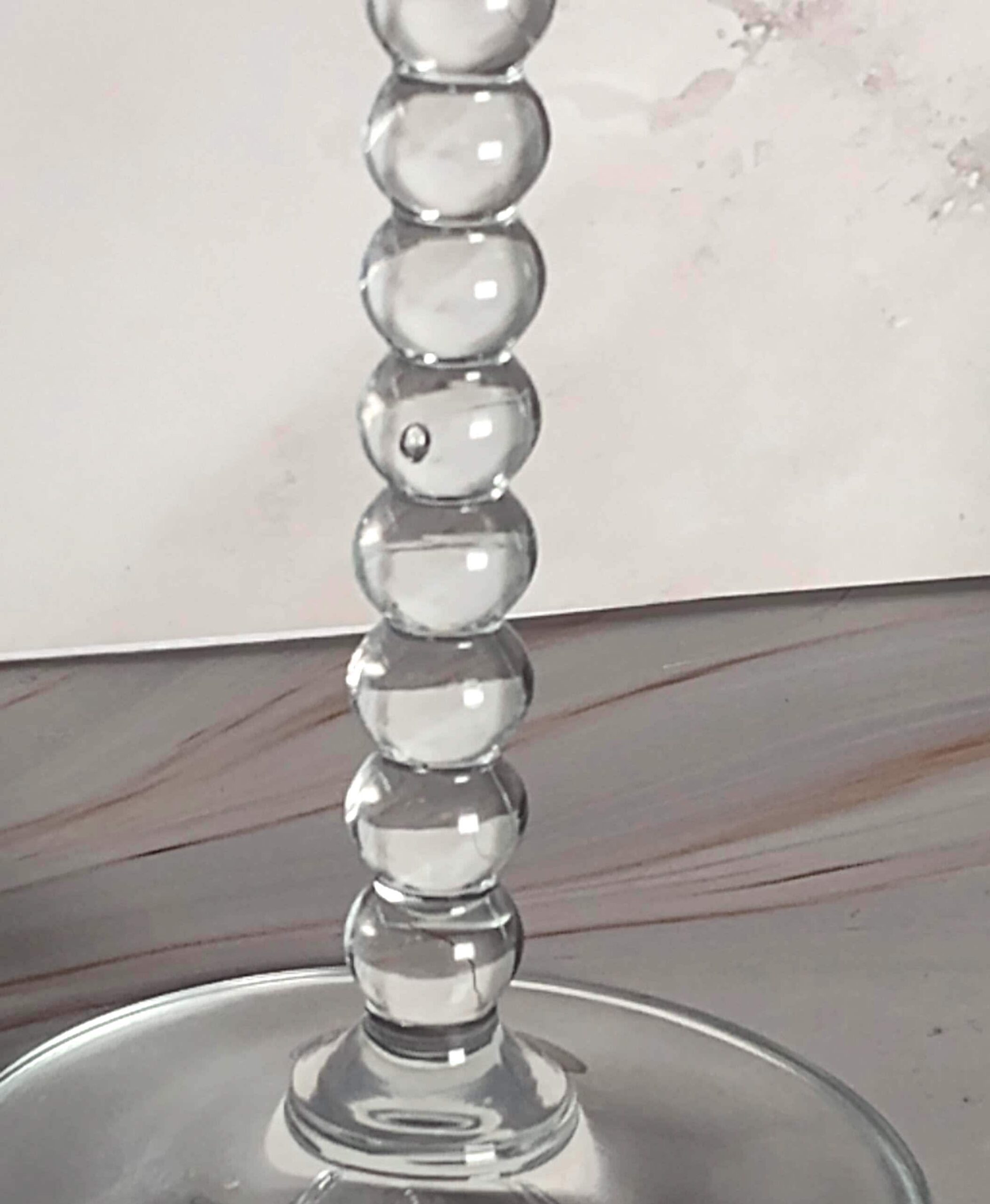 Martini Glasses Set of 2 Beaded Crystal Ball Stem Clear Cocktail Barware Vintage 6 3/4 Inch - Image 4